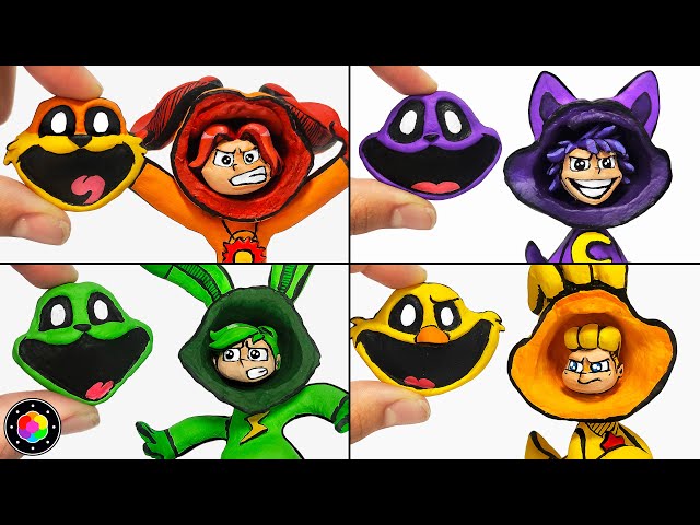 Making SMILING CRITTERS ORIGINS  [Dogday, Catnap, Hoppy and Kickin Chiken] Clay | PlastiVerse