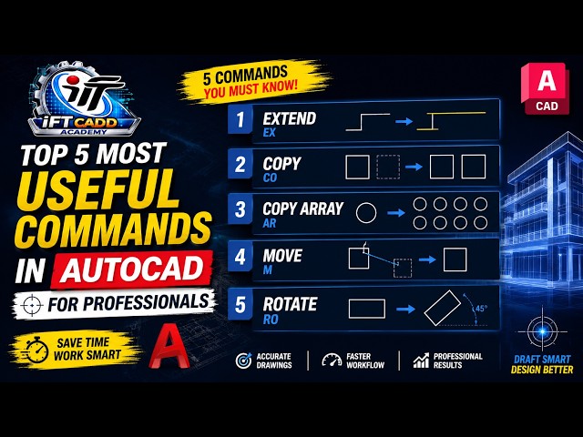 TOP 5 MOST USEFUL COMMAND IN Autocad for PROFESSIONALS