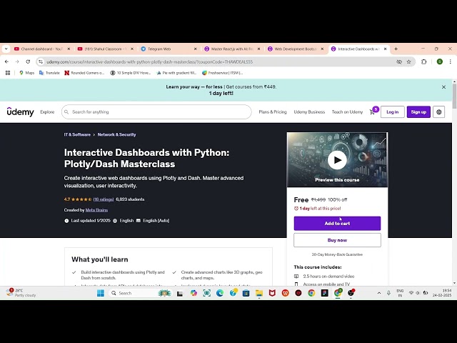 Providing Free Udemy Course - Interactive Dashboards with Python: Plotly/Dash Masterclass