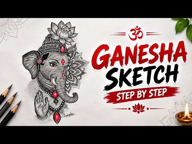  Ganesh Chaturthi Special Sketch✨❤️|Easy Step by Step Drawing|Ganpati Drawing #art #drawing #ganesh 