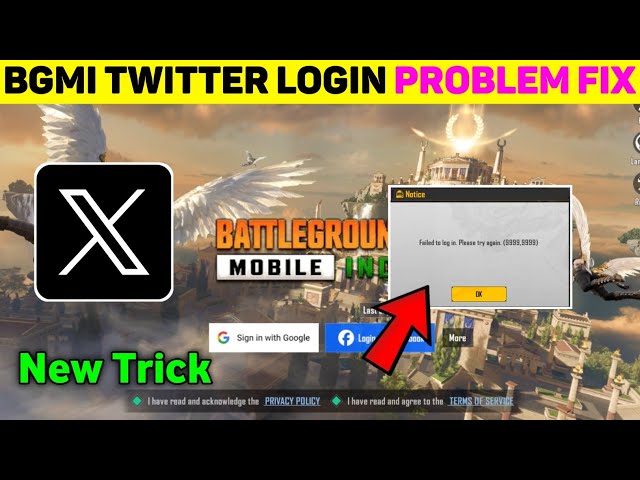 Failed To Login Try Again 9999  | Bgmi Twitter login problem |  Twitter login problem in Bgmi