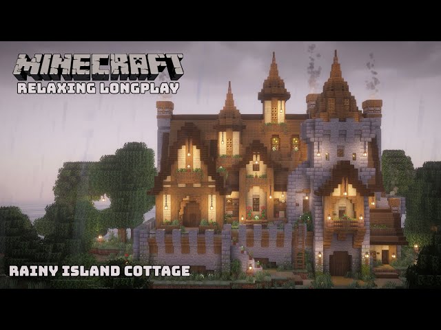 Minecraft Relaxing Longplay - Cozy Cottage on a Rainy Island (No Commentary)
