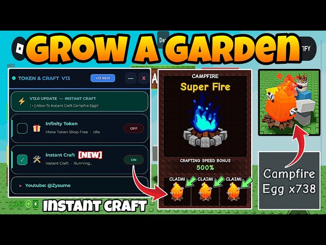 [🛠️CRAFT] Grow A Garden Instant Craft Campfire Egg Script!! Best Roblox Script || Roblox