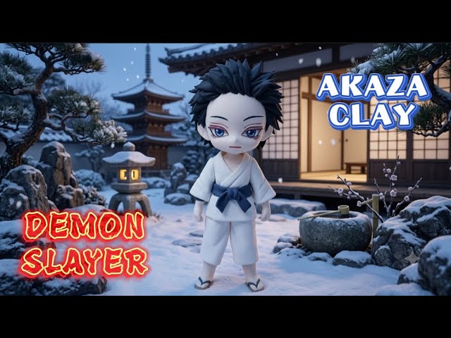 HOW TO MAKE CHIBI AKAZA (HAKUJI) FIGURE ❄️🥋 DEMON SLAYER CLAY TUTORIAL