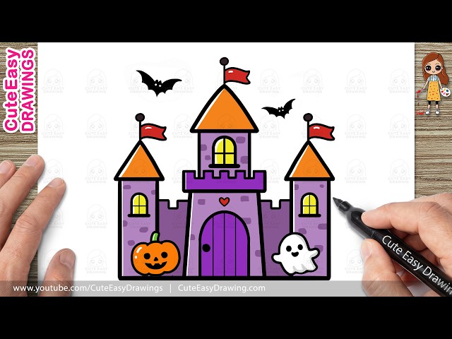 How to Draw a Castle Easy Step by Step | Halloween Drawing Tutorial for Kids and Toddlers!
