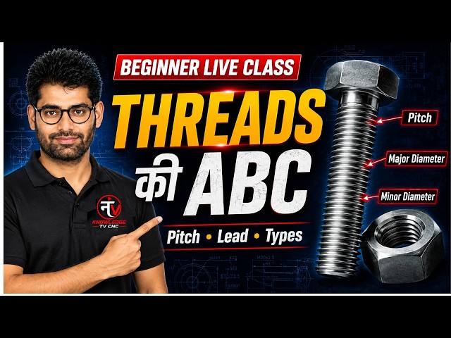 Threads Explained Hindi | Pitch, Lead, Major & Minor Diameter & Thread Types | Engineering Drawing