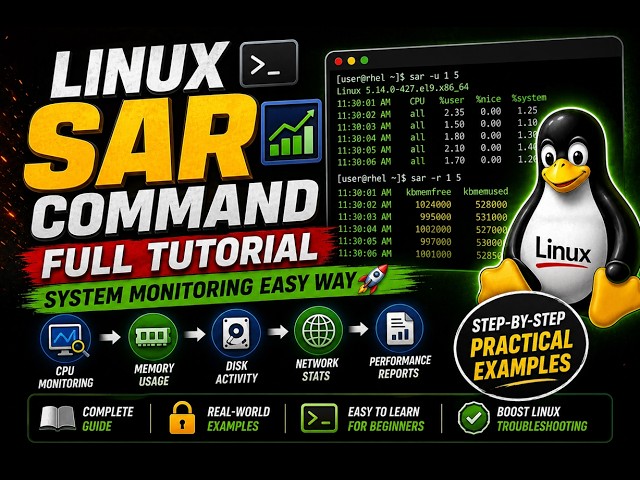Linux sar Command Full Tutorial | System Monitoring Easy Way | How To Use sar Command In Linux