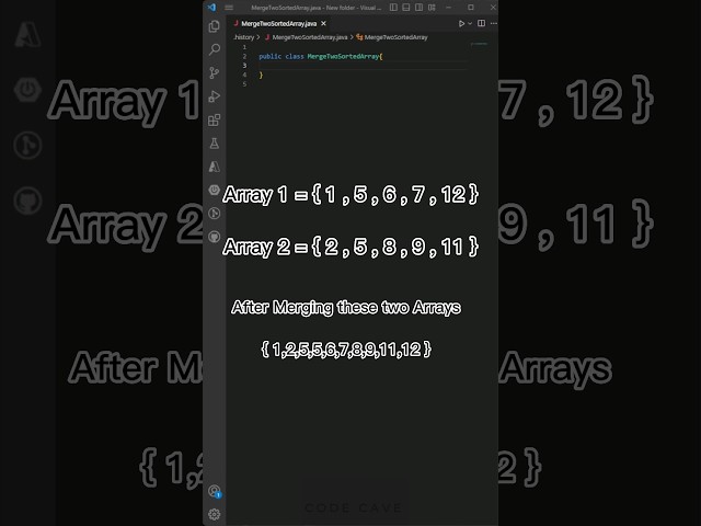 Merging two sorted arrays in java.                          #sort #java #programming #datastructure