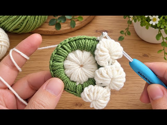 3D Crochet flower motif making | Handicraft Knitting 
