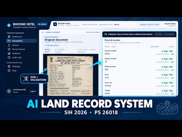 Intelligent Land Record Digitization & Validation System | SIH 2026 | Problem Statement 26018
