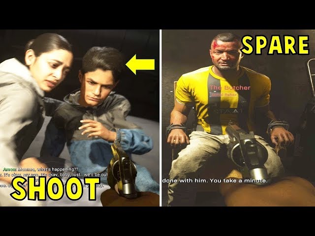 Shoot the Butcher VS Shoot His Son VS Spare Him -All Choices- Call of Duty Modern Warfare (CoD 2019)