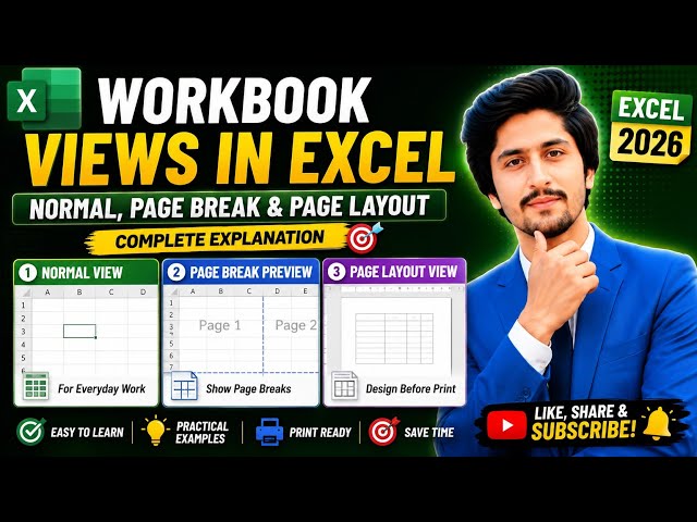 Excel Workbook Views Explained 🔥 | Normal, Page Break & Page Layout (Hindi/Urdu)