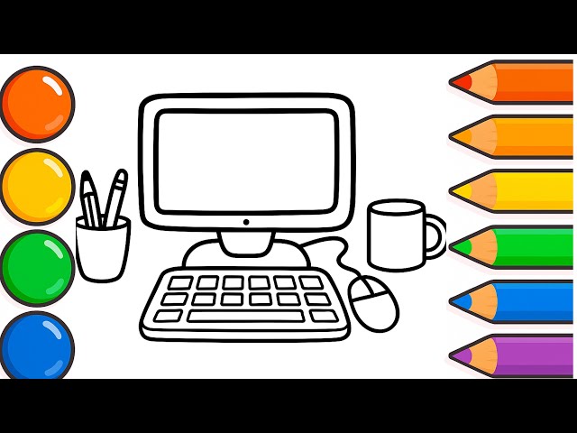 How to Draw and Color a Computer | Easy Step by step Tutorial”