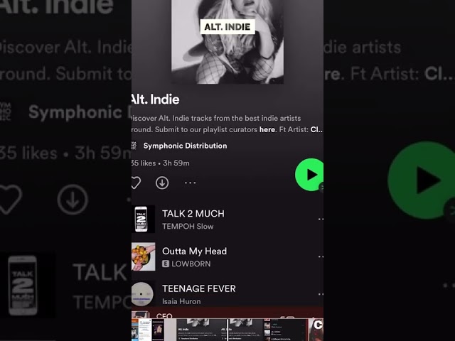 Thank you Symphonic for featuring me on your Alt Indie playlist and adding my new single “CEO”🙏🏼🥰