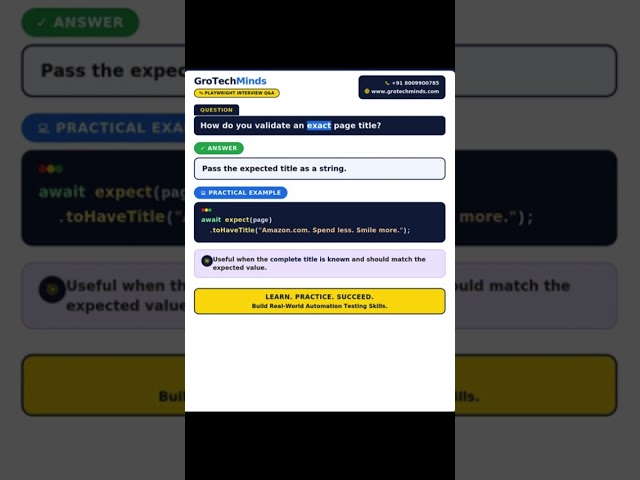 🚀 Playwright Page Title Validation | Interview Questions & Answers