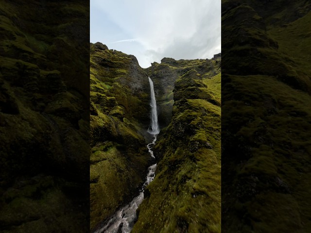 Icelands most secret waterfall from above #iceland #drone #fpv