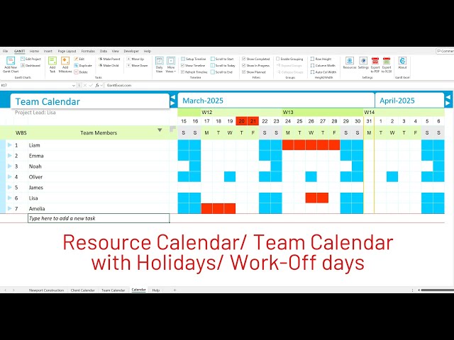 How to Create a Team/ Resource Calendar in Microsoft Excel #holidaycalendar #resourcemanagement