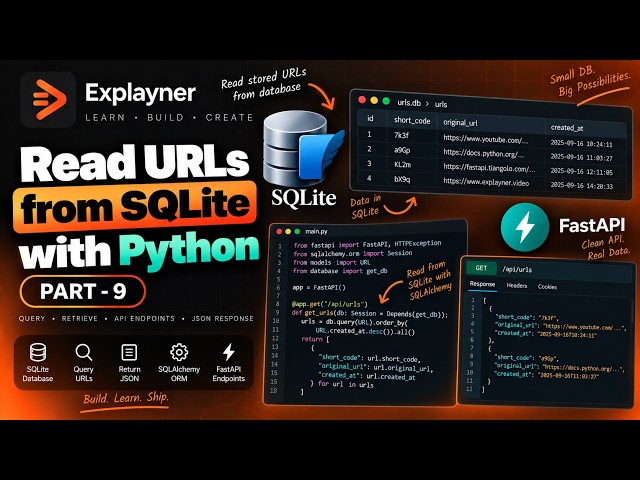 Read URLs from SQLite with Python | Part 9 | Build a URL Shortener | Explayner Videos