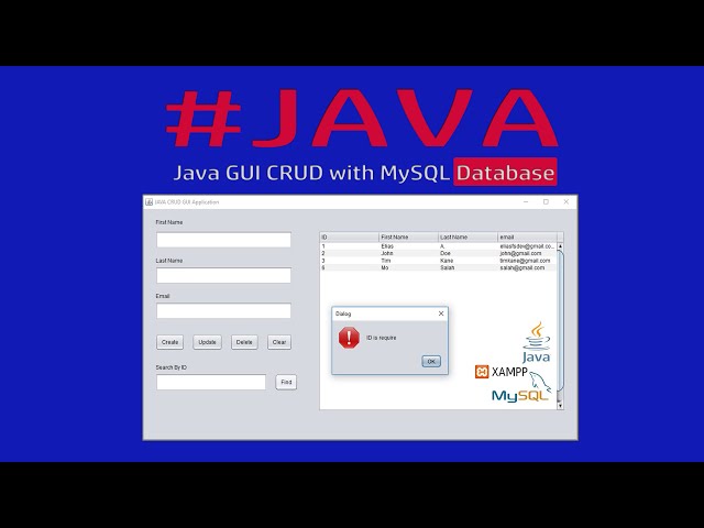 Complete Java GUI CRUD with MySQL Database using XAMPP | Full Project Java Tutorial