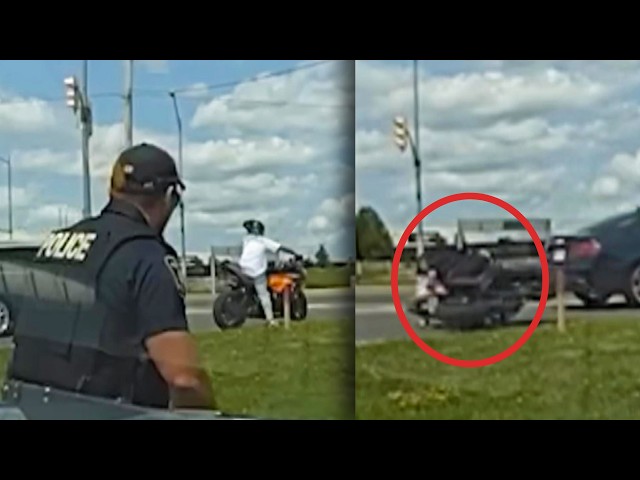 Cop Tackles Suspect On Motorcycle