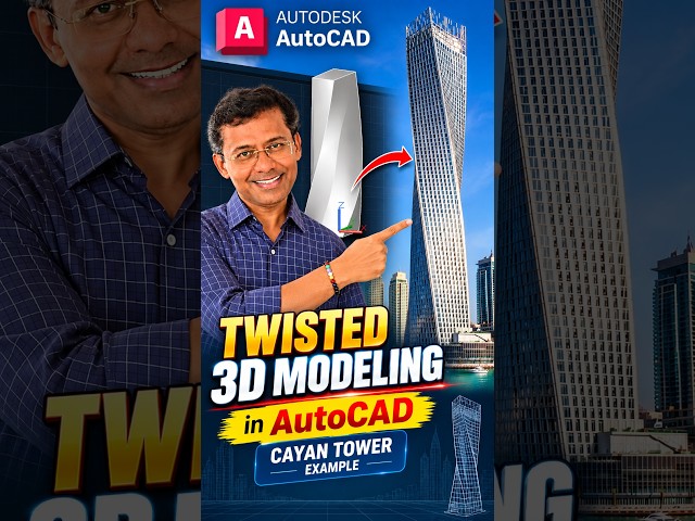 How to Create a Twisted Tower in AutoCAD 3D | Cayan Tower Example 🔥 #Shorts