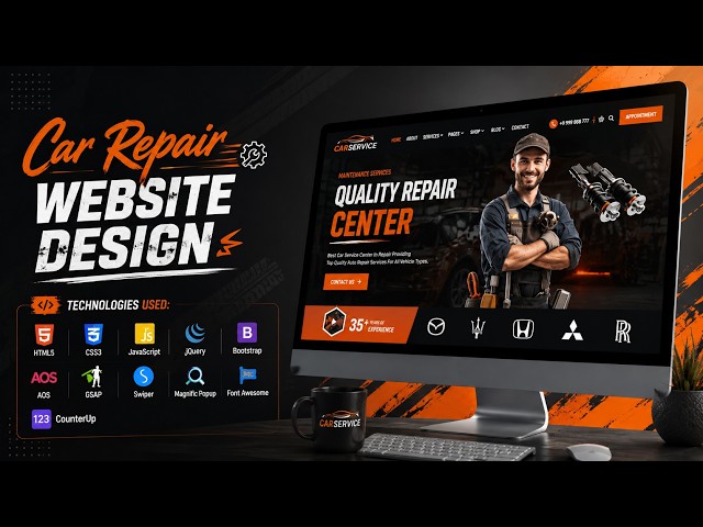 Car Repair Website Design 🚗 | Modern Auto Service Website | HTML CSS JavaScript