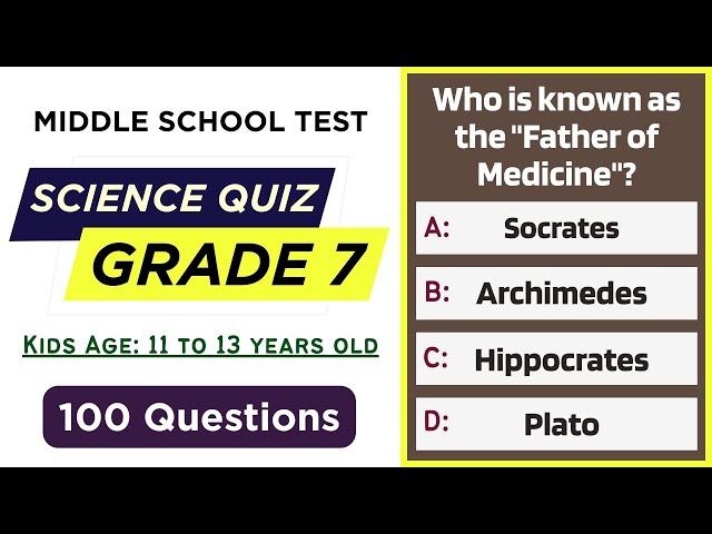 Science Quiz for Grade 7 | 100 Questions for Students (Ages 11–13) | Class 7 Middle School Test