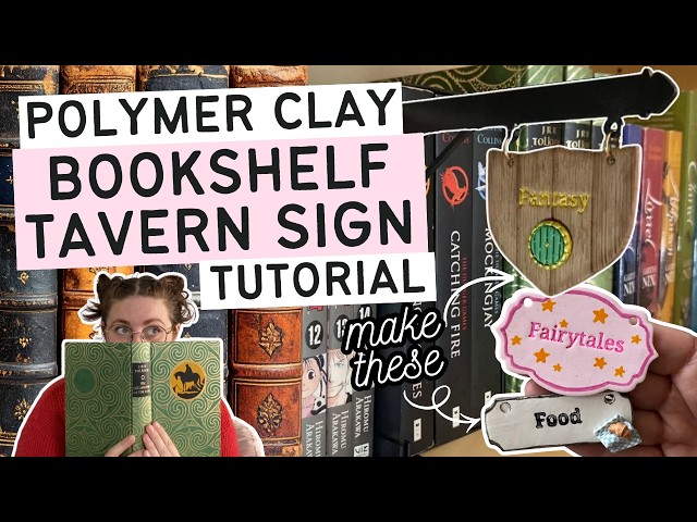 Polymer Clay Bookshelf Tavern Sign Tutorial | DIY Bookshelf Genre Signs