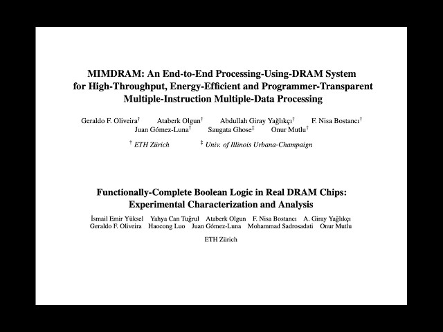 Seminar in Computer Architecture - L2: Premiere: MIMDRAM and FC-DRAM (Fall 2026)