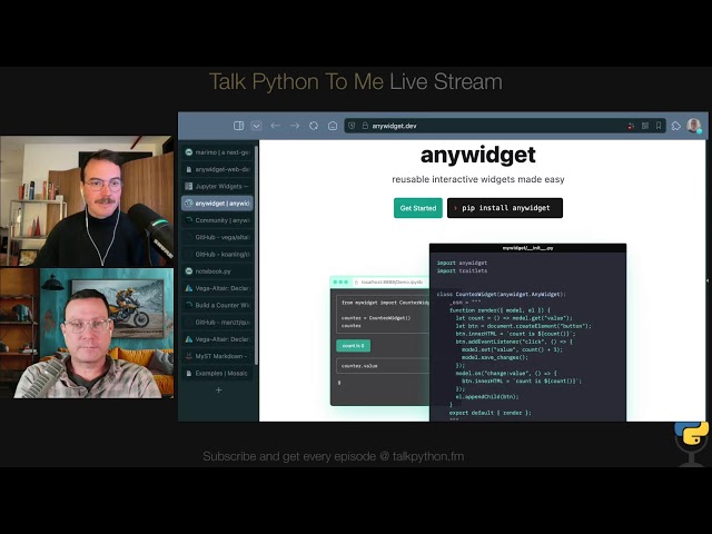 anywidget: Jupyter Widgets made easy - Talk Python to Me Ep. 530