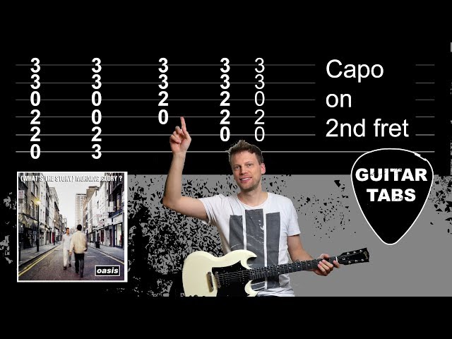 How to Play Oasis - Wonderwall on Guitar (Tabs on Screen)