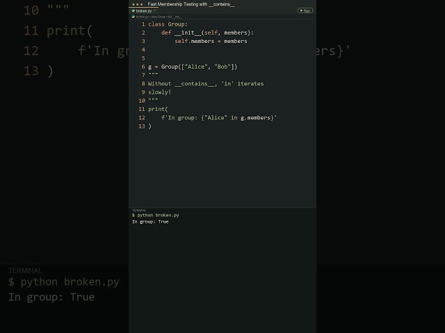 Implement Fast 'in' Checks with __contains__! 🔍 #shorts #python