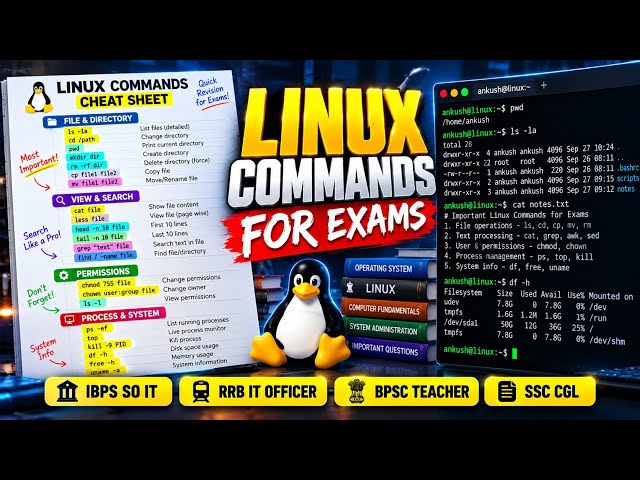 Linux & Unix Commands for Competitive Exams | Bank SO IT, SSC, Railway, BPSC Teacher & STET⁠
