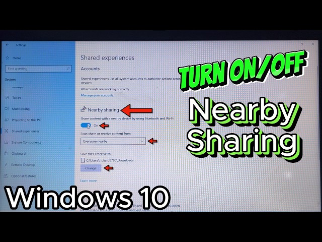 How to Turn ON or OFF Nearby Sharing in Windows 10 PC/Laptop