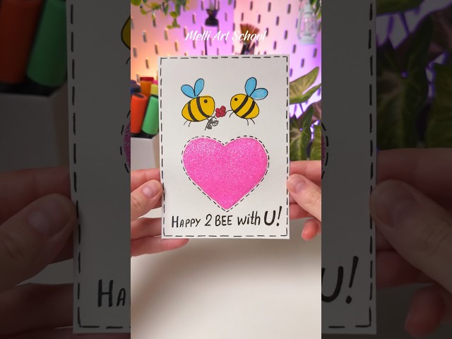 Cute Way to Say “I love You” with Art 🐝❤️ #shorts