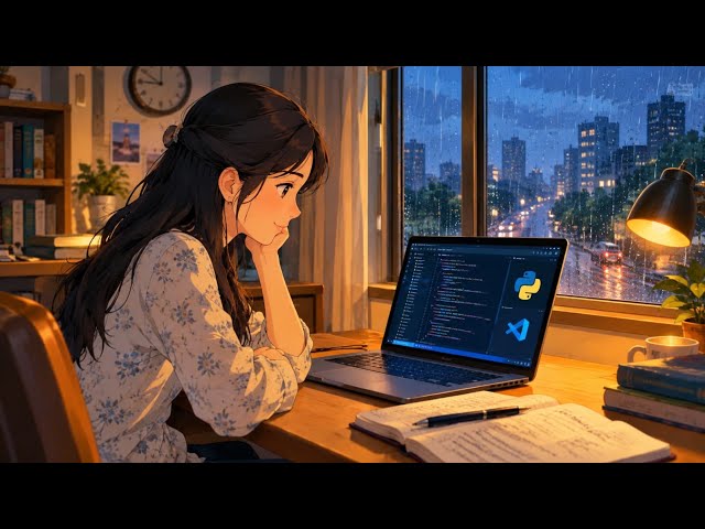 A Rainy Coding Night 🌧️ | Ghibli Style | Python AI Automation ASMR