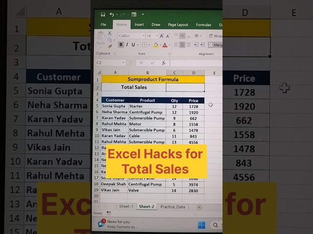 Sumproduct Formula in Excel #excelhacks