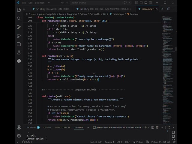 PYTHON BEGINNER PROJECT 🔥DICE ROLLING SIMULATOR 🎲