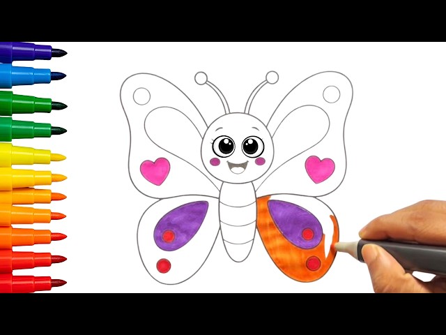 Let's Learn How to Draw & Paint Butterfly | Painting, Drawing, Coloring for kids, Toddlers