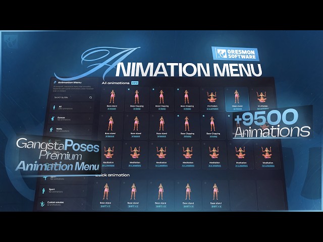 0R-Animation Menu V2 +9500 Animation GIF Features | Fivem Emote Menu Script