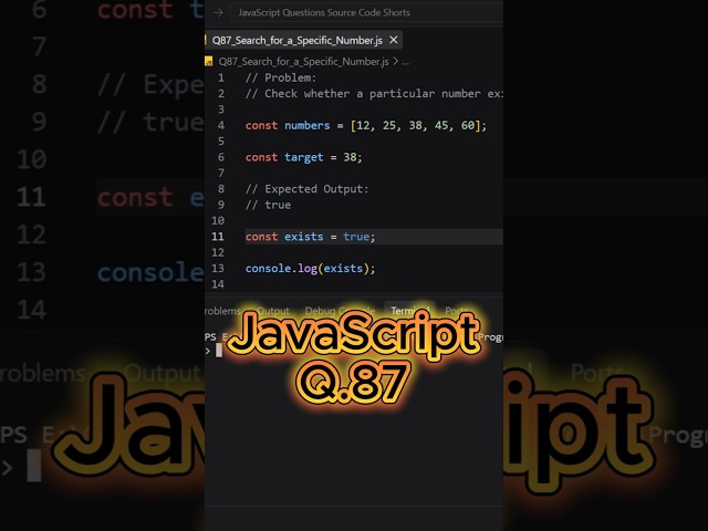 JavaScript Q87 Search for a Specific Number #shorts #javascript #coding #technohike
