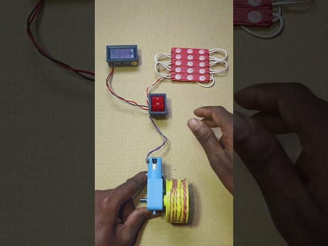 Powering Voltmeter & LED Light Using a Gear Motor #dcmotor #project #youtubeshorts #diy #shorts