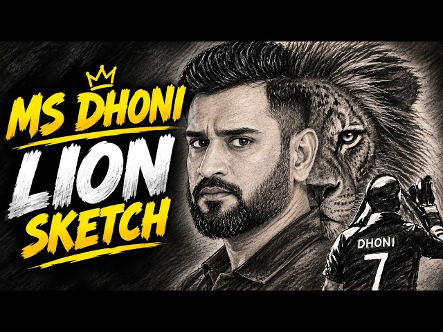 MS Dhoni Lion Sketch 🦁🏏|How to draw ms dhoni easily | Captain Cool #MSDhoni #Shorts#drawing #art   