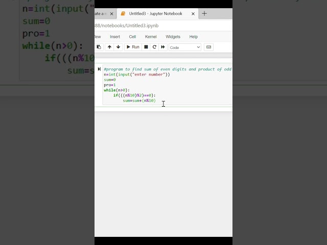 #find sum of even digits and product of odd digits of a number given by user...... #print #coding