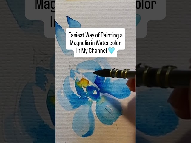 Simple way to Paint a Magnolia in Watercolor #shorts #watercolor #tutorial