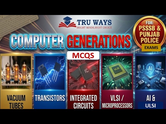 Generations of Computer(MCQs) | COMPUTER |Theory + MCQs |PSSSB, Punjab Police Exams |TRUWAYS