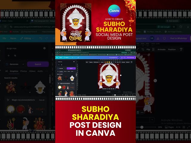 Subho Sharadiya Social Media Post | Subho Sharadiya Poster Design Using Canva
