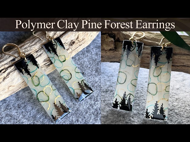 Translucent Bubble Cane Effect - Winter Pine Polymer Clay Earrings