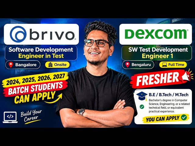 Latest IT Jobs 🔥 | Brivo & Dexcom Hiring | Software Test Engineer Jobs | Apply Now