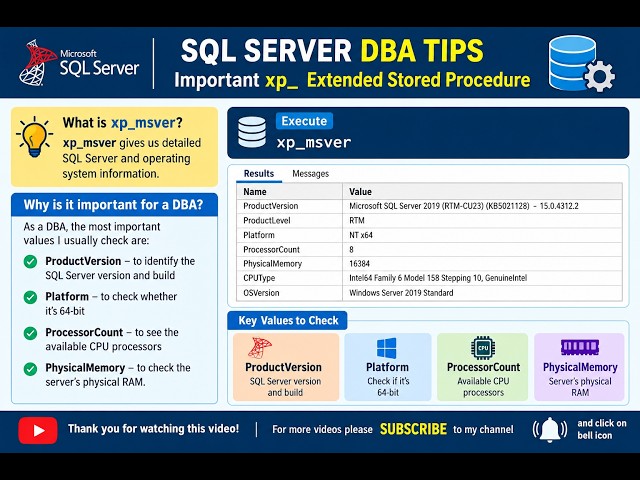 What is used of xp_msver in SQL SERVER ?